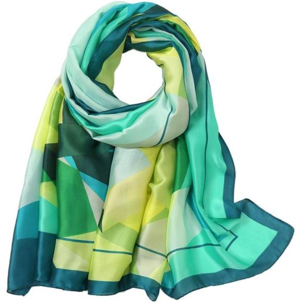 Womens Silk Feel Scarf Long Satin Scarves Large Pattern Sunscreen Shawls Wraps